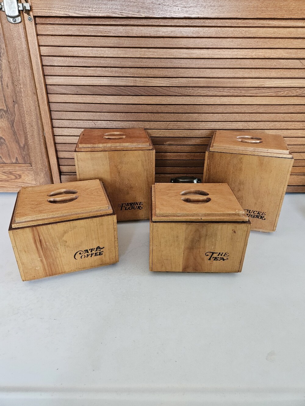 Vintage Baribocraft Wooden Cannister Set